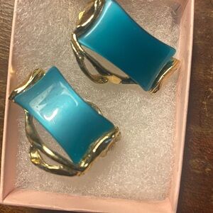 2 pairs of Vintage Gold and Blue and a Red and Gold Pair of Clip-On Earrings